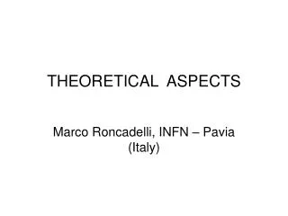 THEORETICAL ASPECTS