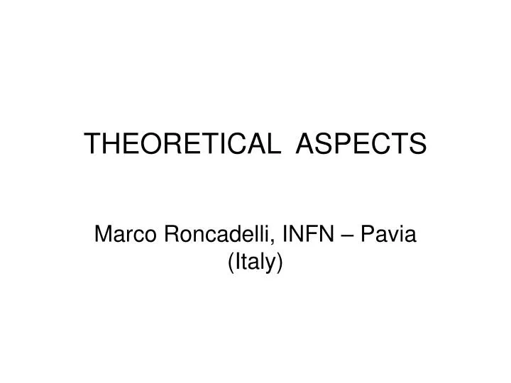 theoretical aspects