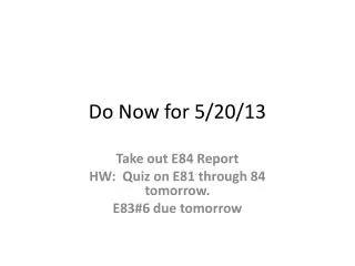 Do Now for 5/20/13