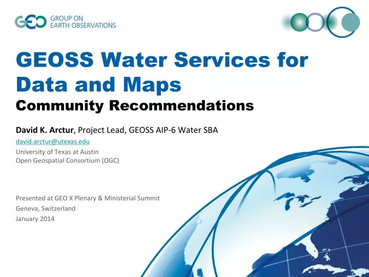 geoss water services for data and maps community recommendations