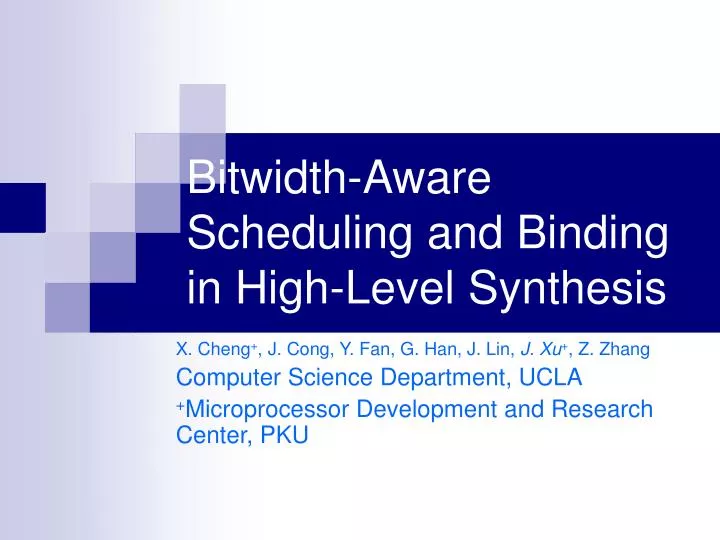 bitwidth aware scheduling and binding in high level synthesis