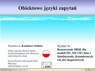obiektowe j zyki zapyta