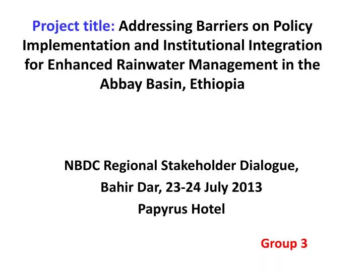 nbdc regional stakeholder dialogue bahir dar 23 24 july 2013 papyrus hotel