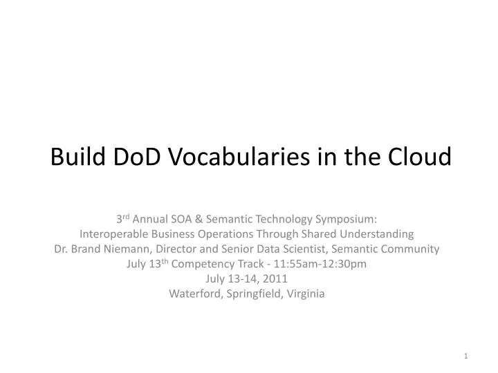 build dod vocabularies in the cloud
