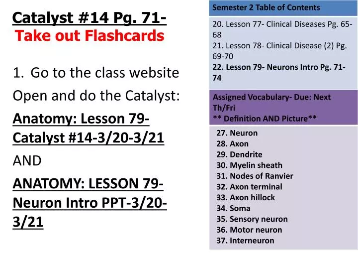catalyst 14 pg 71 take out flashcards