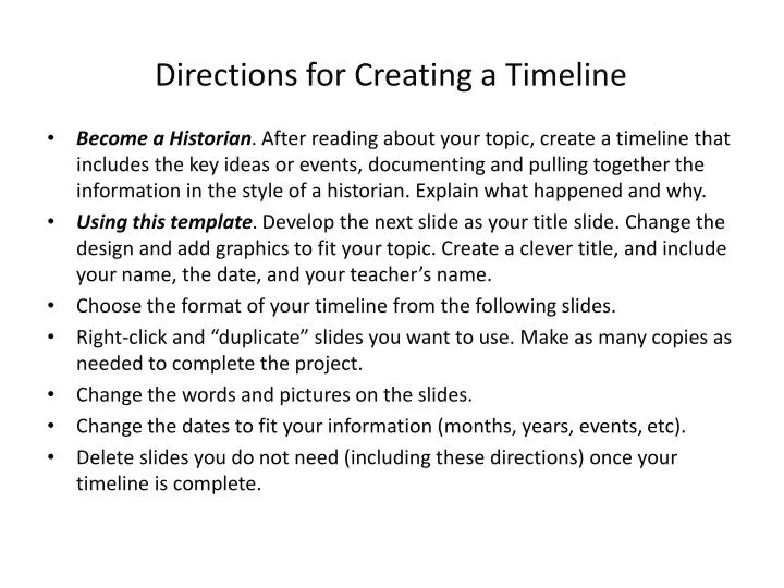directions for creating a timeline