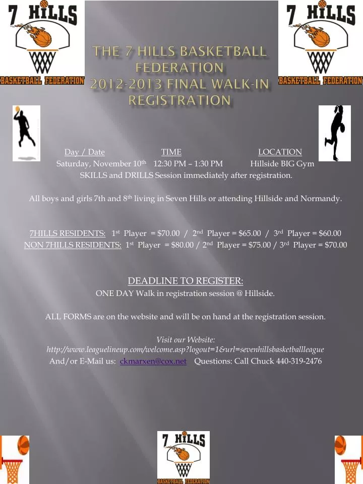 the 7 hills basketball federation 2012 2013 final walk in registration