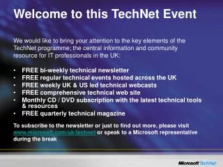 Welcome to this TechNet Event
