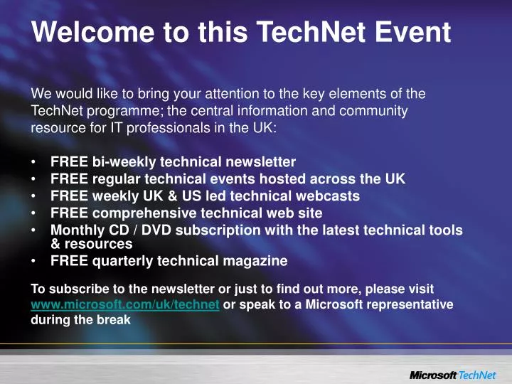 welcome to this technet event