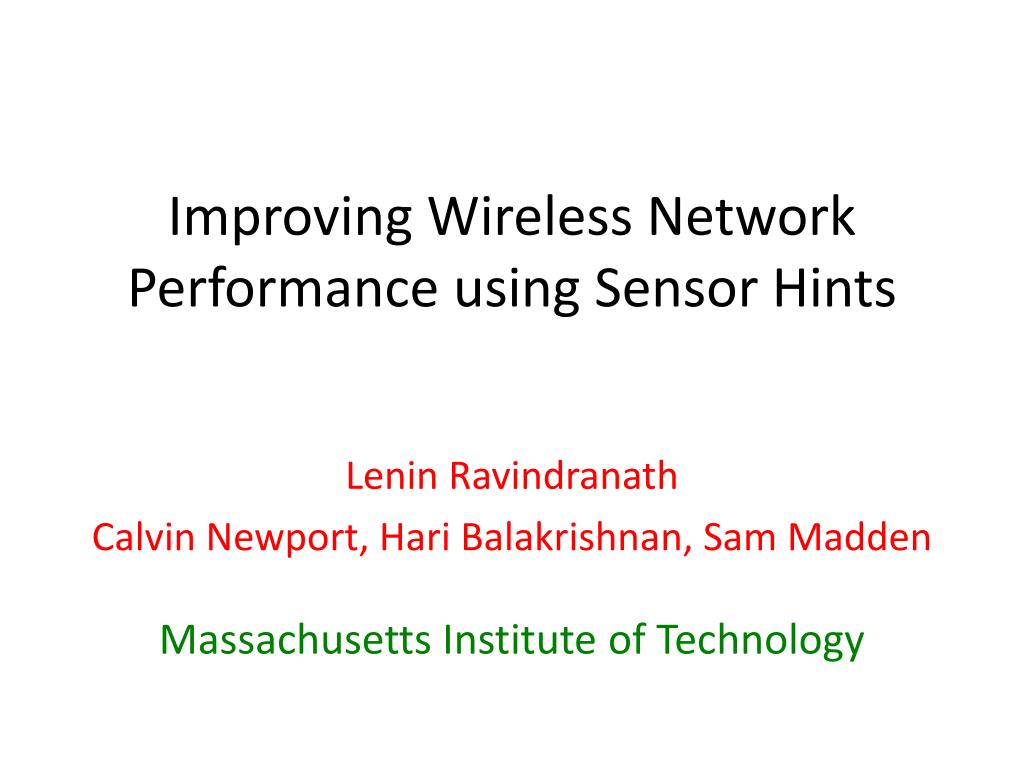 Image showcasing PPT - Improving Wireless Network Performance using Sensor Hints ...
