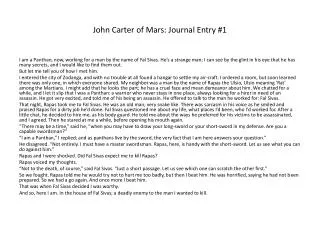 John Carter of Mars: Journal Entry #1