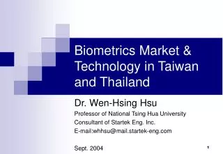 Biometrics Market &amp; Technology in Taiwan and Thailand