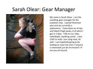 Sarah Olear : Gear Manager