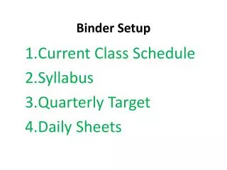 binder setup