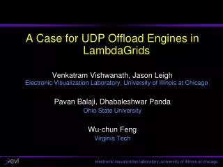A Case for UDP Offload Engines in LambdaGrids