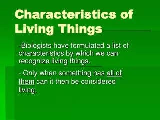 characteristics of living things