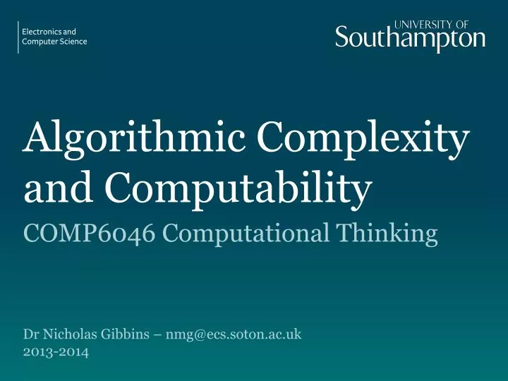 algorithmic complexity and computability