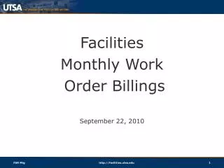 Facilities Monthly Work Order Billings September 22, 2010