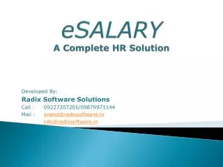 eSALARY A Complete HR Solution