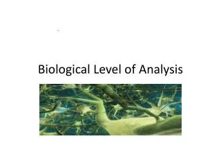 Biological Level of Analysis