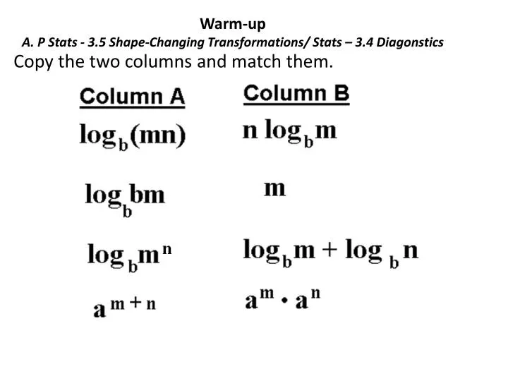 warm up a p stats 3 5 shape changing transformations stats 3 4 diagonstics
