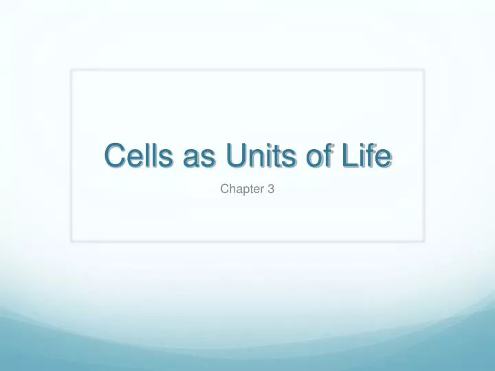 cells as units of life