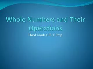 Whole Numbers and Their Operations