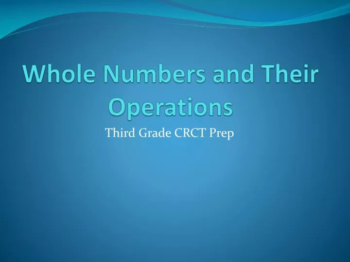 whole numbers and their operations