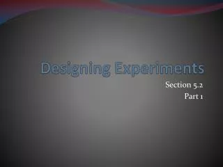 designing experiments