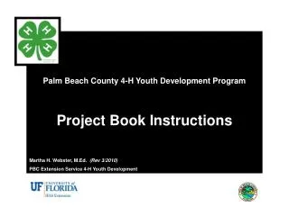 Palm Beach County 4-H Youth Development Program Project Book Instructions