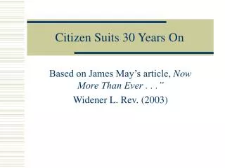 Citizen Suits 30 Years On
