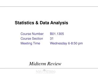 Statistics &amp; Data Analysis