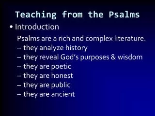 Teaching from the Psalms