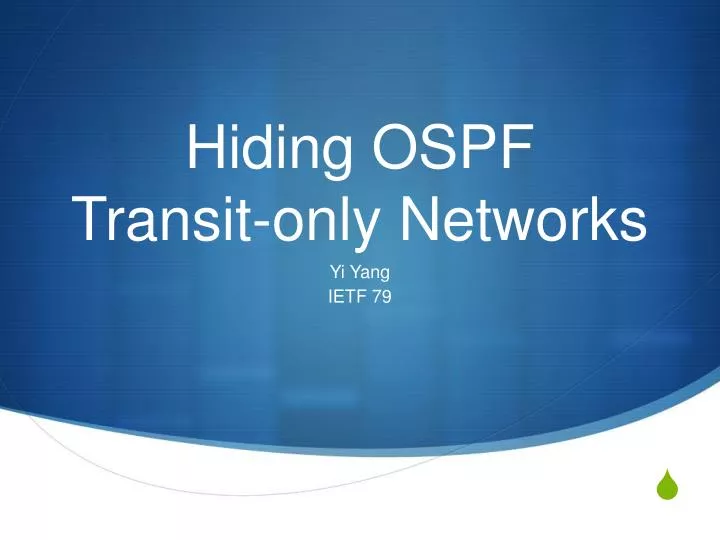 hiding ospf transit only networks