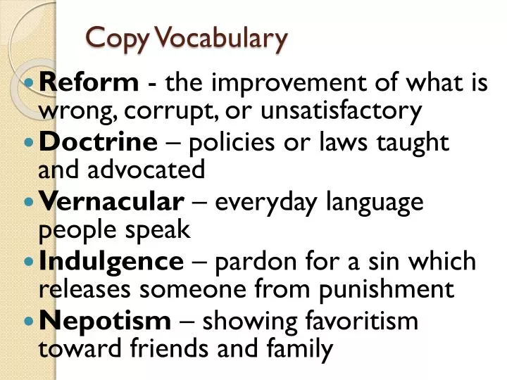 copy vocabulary