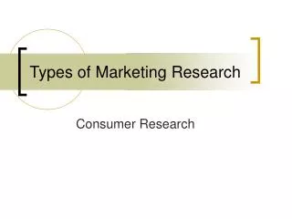 Types of Marketing Research