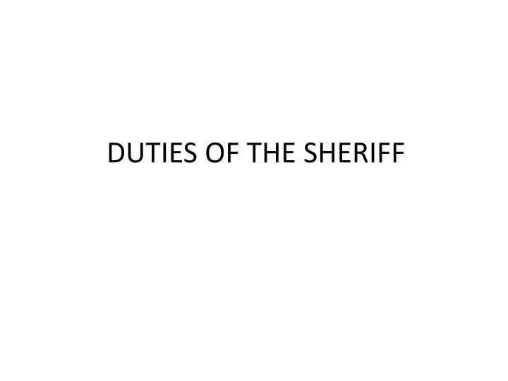 duties of the sheriff