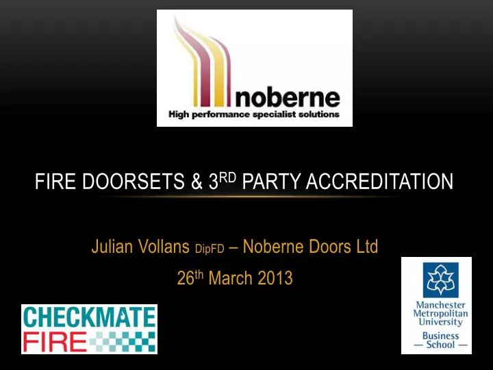fire doorsets 3 rd party accreditation