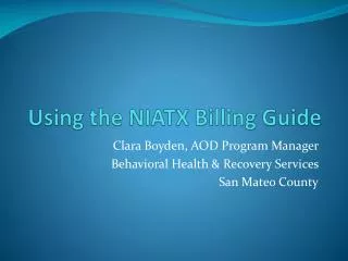 Using the NIATX Billing Guide