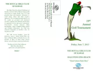 19 th Annual Golf Tournament