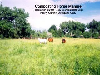 Composting Horse Manure Presentation at 2004 Rocky Mountain Horse Expo Kathy Corwin Doesken, CSU