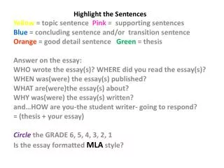 Highlight the Sentences