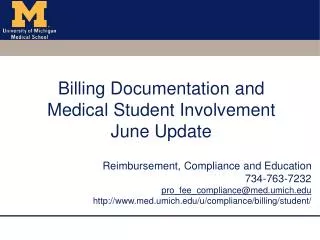 billing documentation and medical student involvement june update