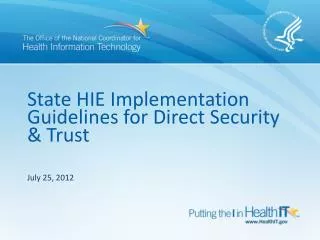 State HIE Implementation Guidelines for Direct Security &amp; Trust