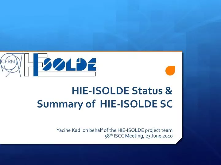 hie isolde status summary of hie isolde sc