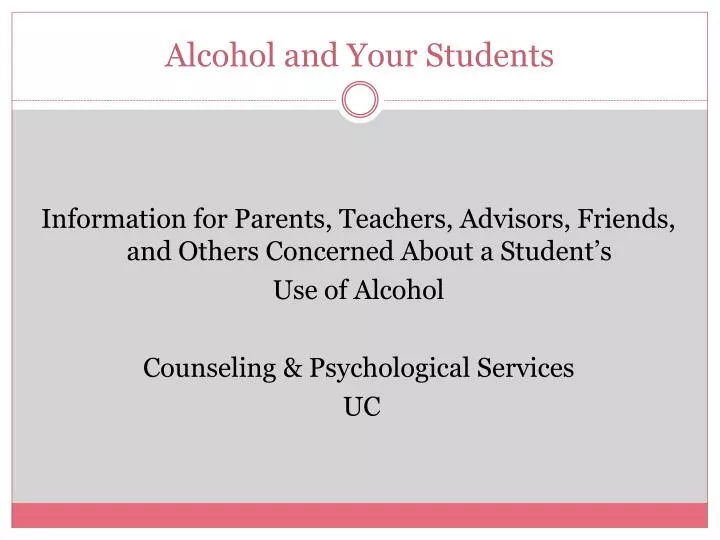 alcohol and your students