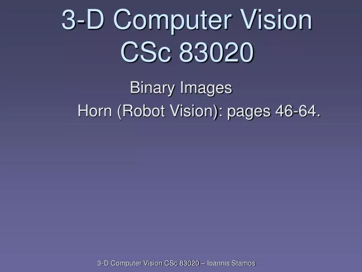 3 d computer vision csc 83020