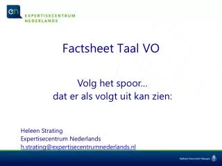 factsheet taal vo