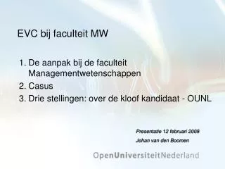 evc bij faculteit mw