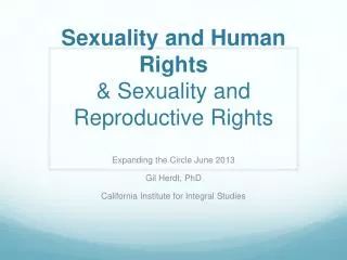 Sexuality and Human Rights &amp; Sexuality and Reproductive Rights